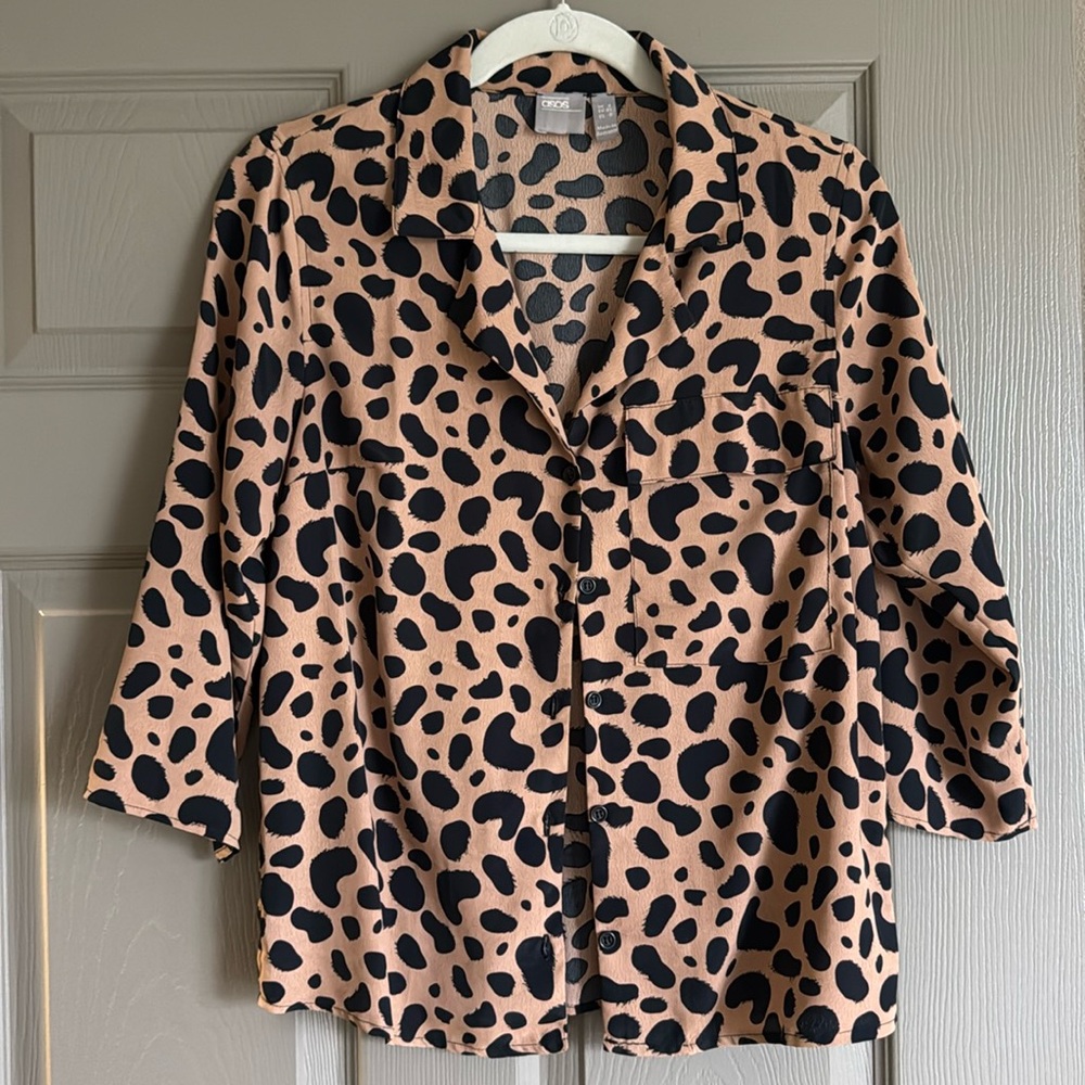 animal print cullote pants/blouse set